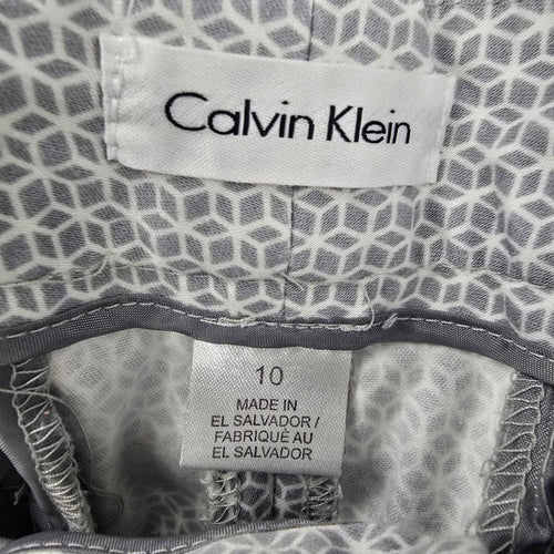 Calvin Klein Grey Printed Belted Dress Pants Size 10