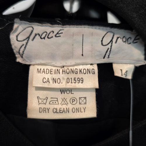 Vintage Grace Black Wool Button Up Blazer Size M/L