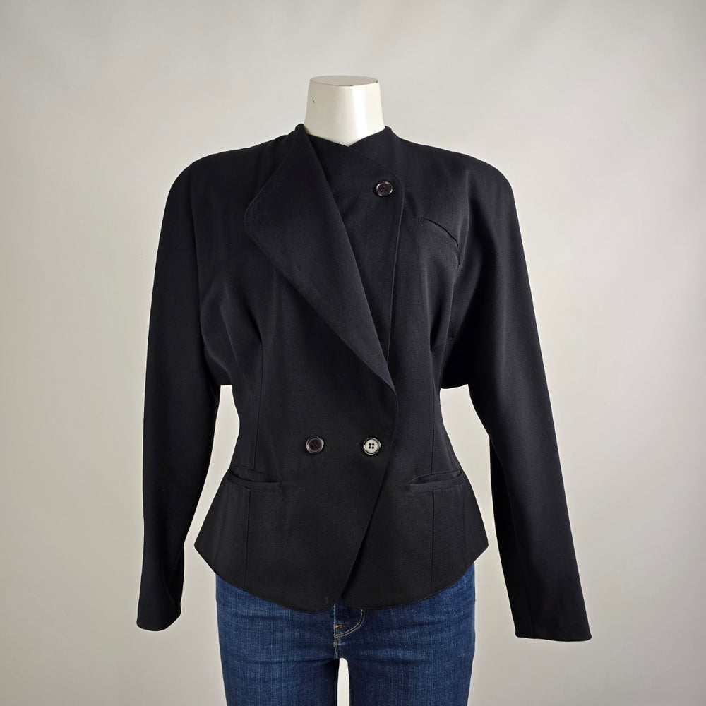 Vintage Grace Black Wool Button Up Blazer Size M/L