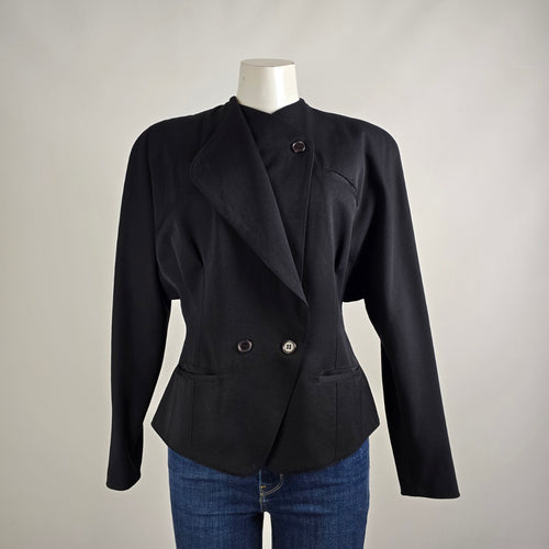 Vintage Grace Black Wool Button Up Blazer Size M/L