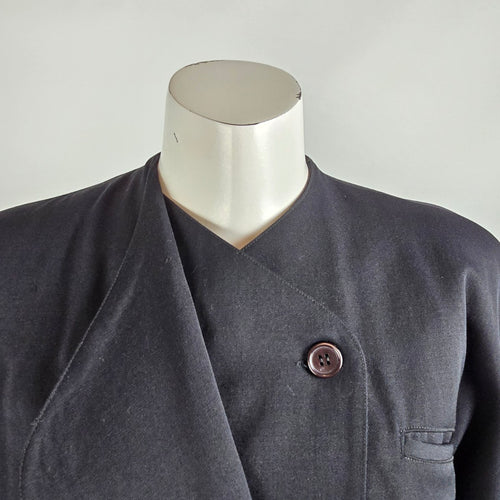 Vintage Grace Black Wool Button Up Blazer Size M/L