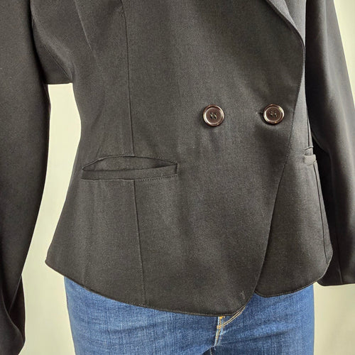 Vintage Grace Black Wool Button Up Blazer Size M/L