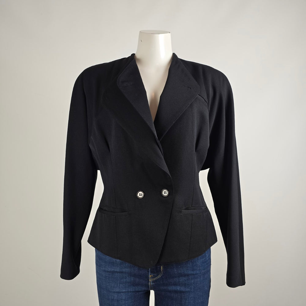 Vintage Grace Black Wool Button Up Blazer Size M/L