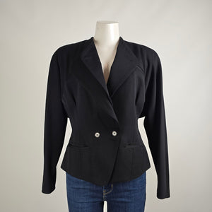 Vintage Grace Black Wool Button Up Blazer Size M/L