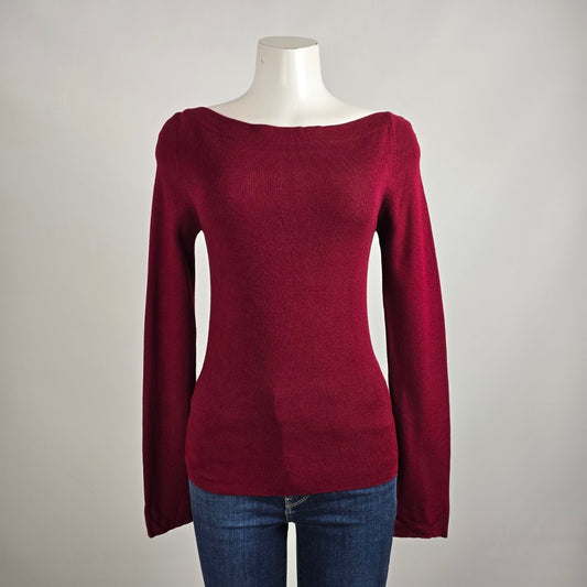 Holt Renfrew Burgundy Knit Boat Neck Sweater Size M