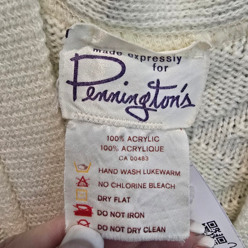 Vintage Penningtons Cream Knit Western Button Up Vest Size XL