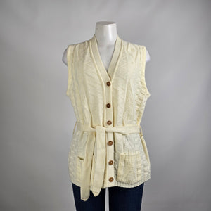 Vintage Penningtons Cream Knit Western Button Up Vest Size XL