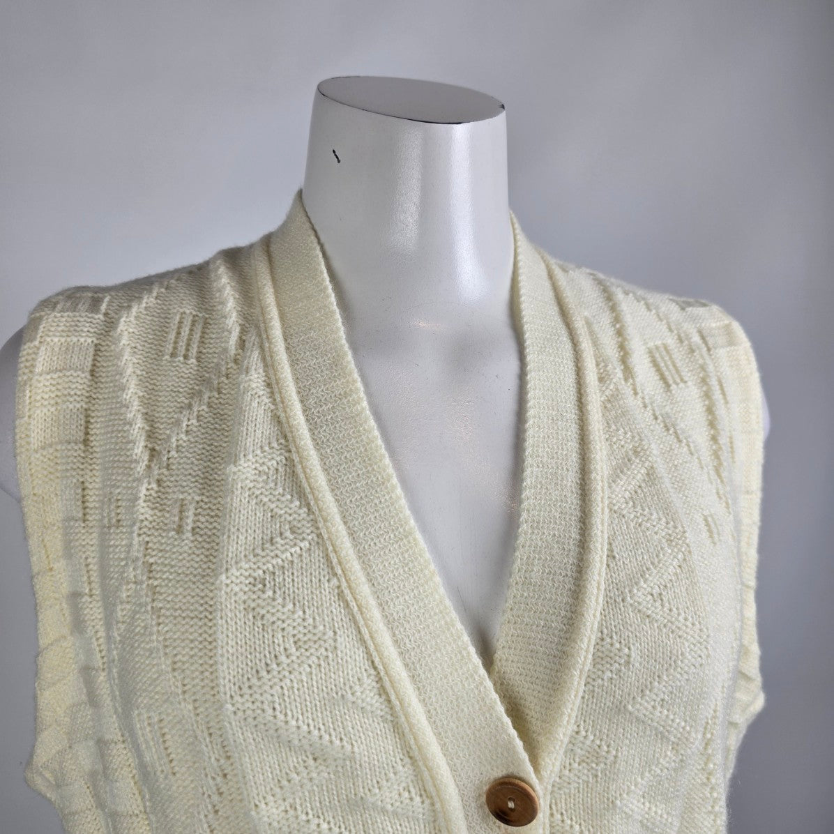 Vintage Penningtons Cream Knit Western Button Up Vest Size XL