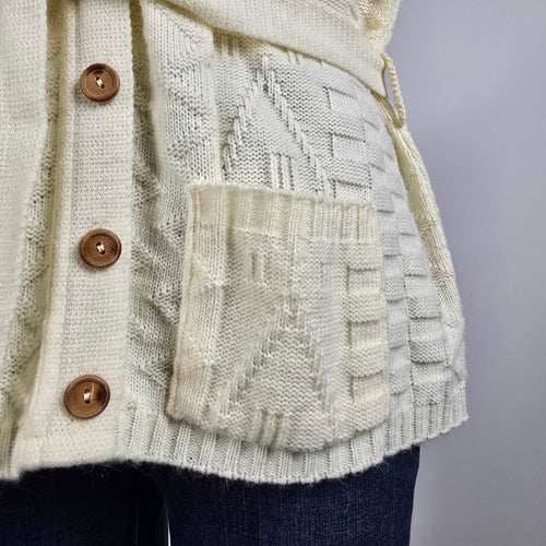 Vintage Penningtons Cream Knit Western Button Up Vest Size XL