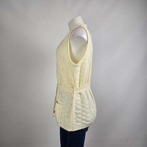Vintage Penningtons Cream Knit Western Button Up Vest Size XL