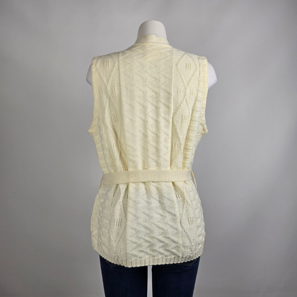Vintage Penningtons Cream Knit Western Button Up Vest Size XL