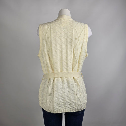 Vintage Penningtons Cream Knit Western Button Up Vest Size XL