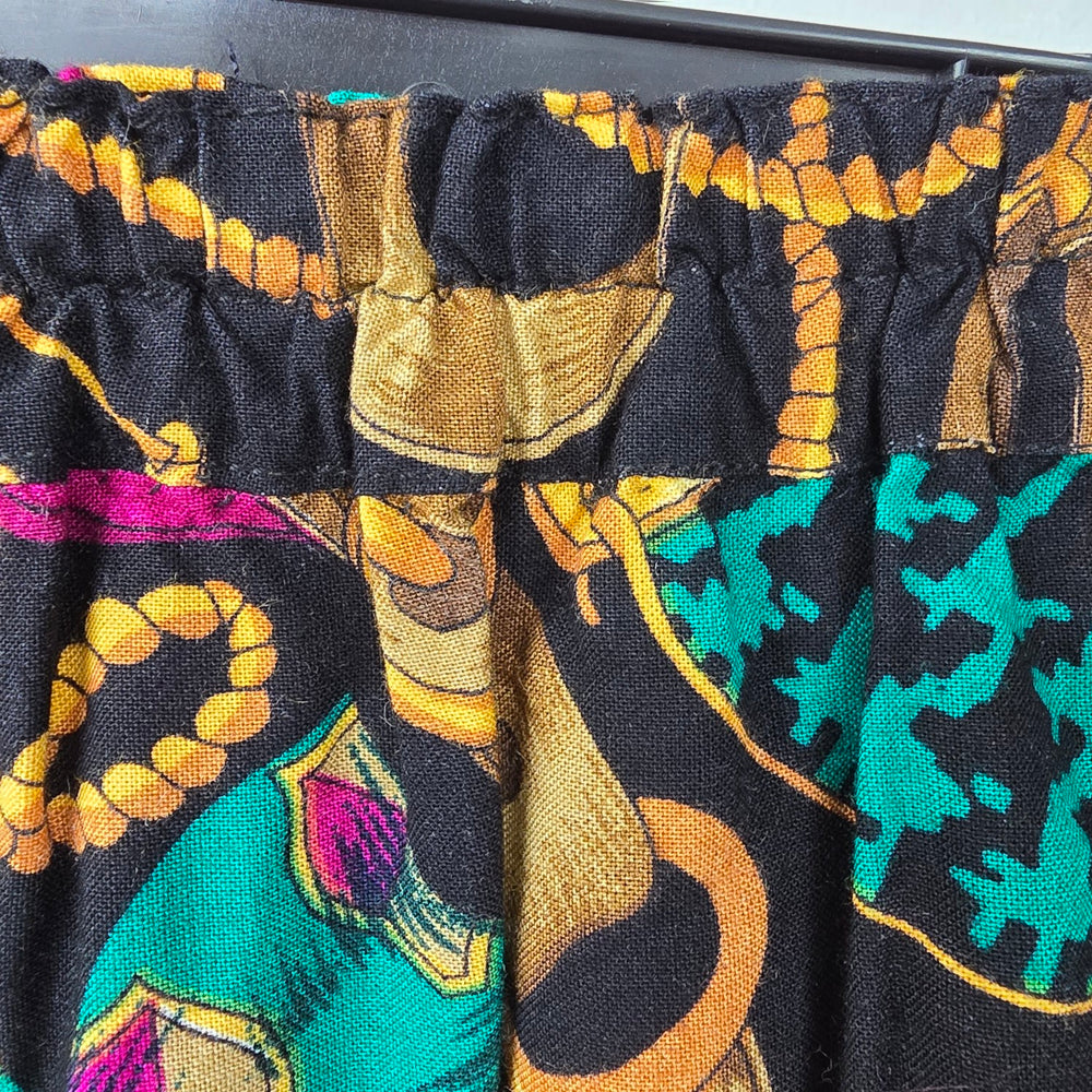 Vintage Purple & Teal Chain Print Midi Length Skirt Size S
