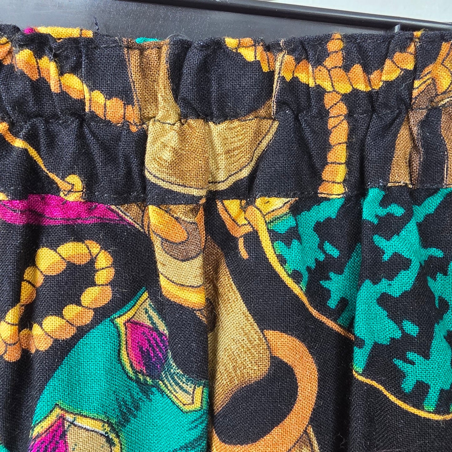 Vintage Purple & Teal Chain Print Midi Length Skirt Size S