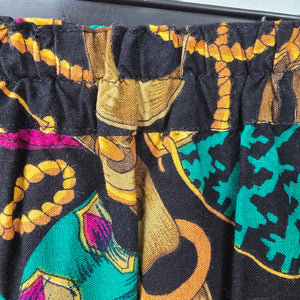 Vintage Purple & Teal Chain Print Midi Length Skirt Size S