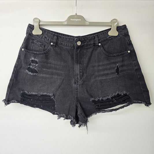 Cider Black High Rise Distressed Denim Shorts Size XL