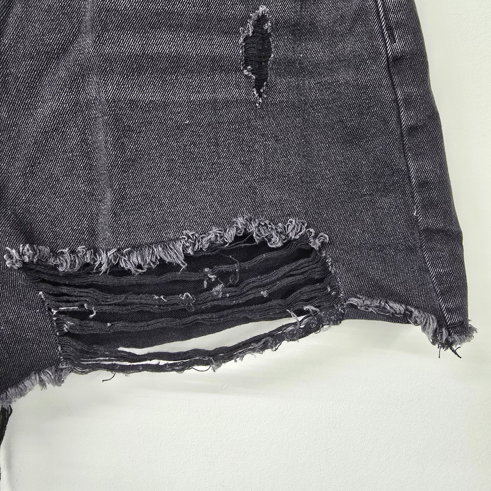 Cider Black High Rise Distressed Denim Shorts Size XL