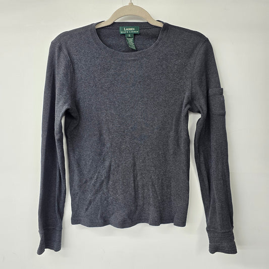 Ralph Lauren Grey Cotton Ribbed Long Sleeve Top Size S