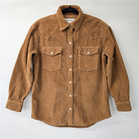 Denim Forum Brown Corduroy Snap Front Light Jacket Size M/L