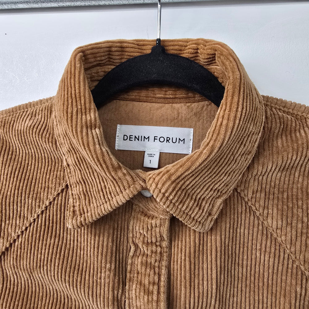 Denim Forum Brown Corduroy Snap Front Light Jacket Size M/L