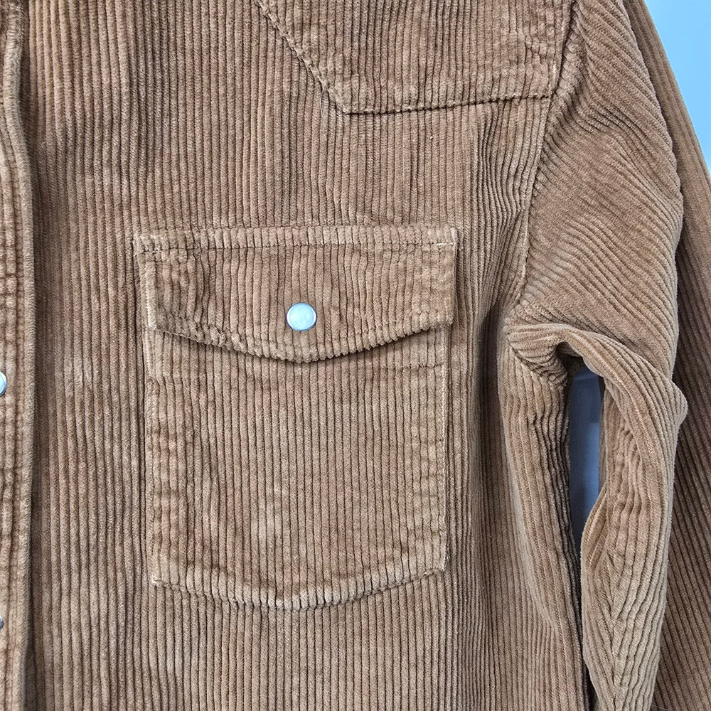 Denim Forum Brown Corduroy Snap Front Light Jacket Size M/L