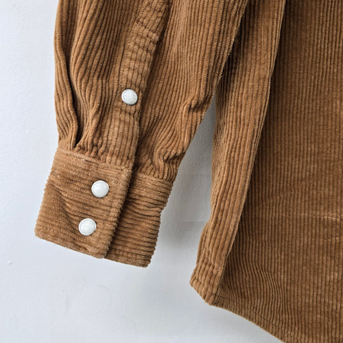 Denim Forum Brown Corduroy Snap Front Light Jacket Size M/L