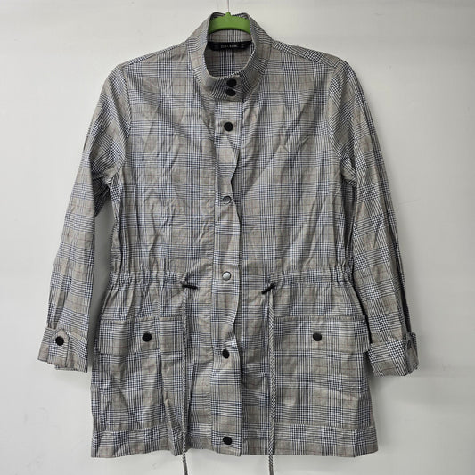 Zara Grey Plaid Rain Light Jacket Size M