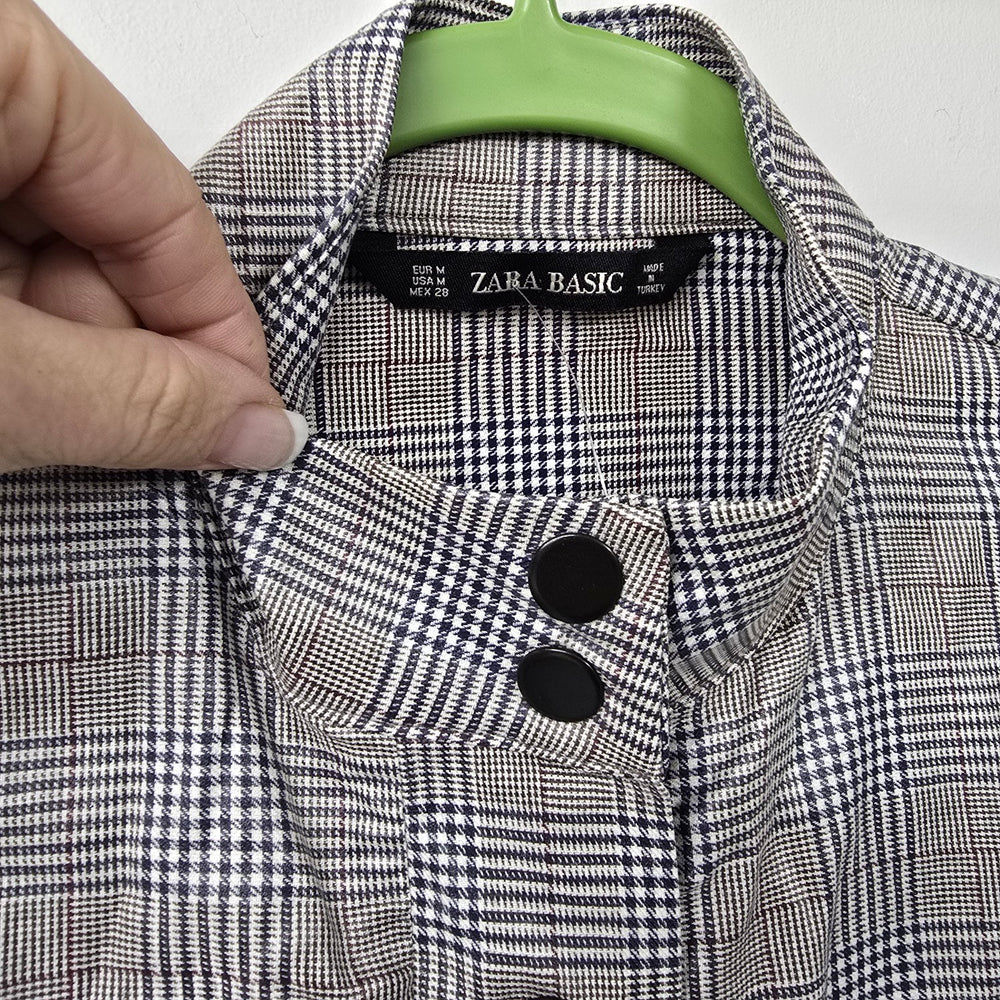 Zara Grey Plaid Rain Light Jacket Size M