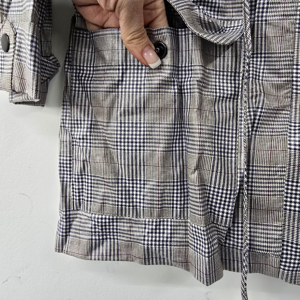 Zara Grey Plaid Rain Light Jacket Size M