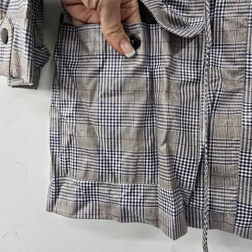 Zara Grey Plaid Rain Light Jacket Size M
