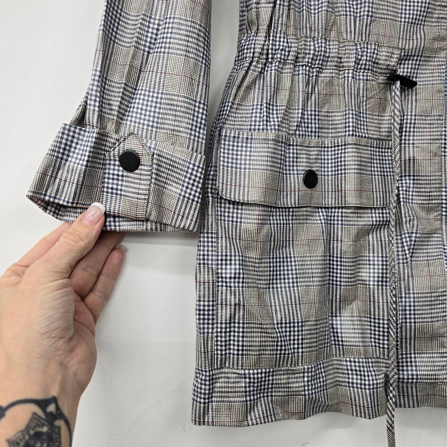 Zara Grey Plaid Rain Light Jacket Size M
