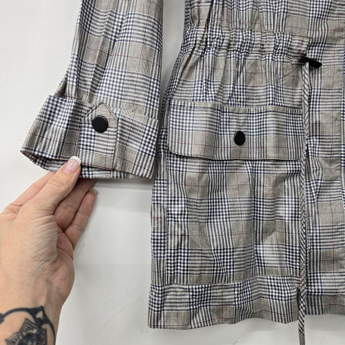 Zara Grey Plaid Rain Light Jacket Size M