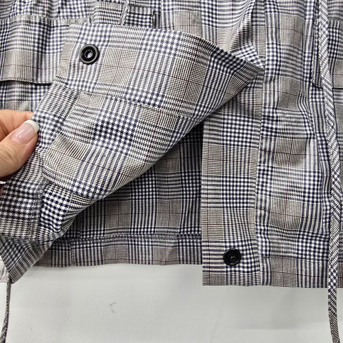 Zara Grey Plaid Rain Light Jacket Size M