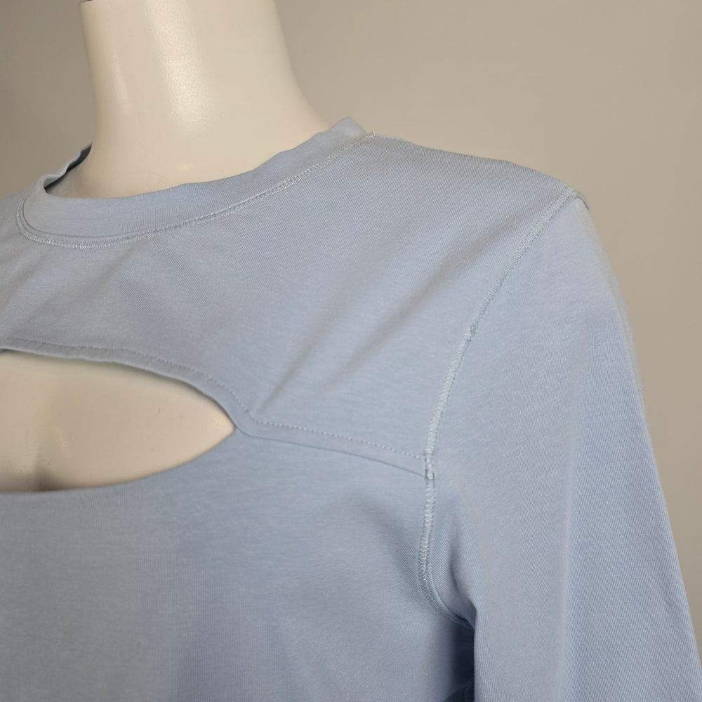 Free Form Blue Cotton Cut-out Long Sleeve Top Size L
