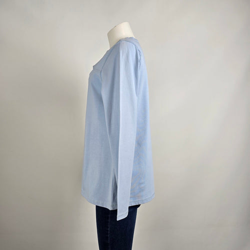 Free Form Blue Cotton Cut-out Long Sleeve Top Size L
