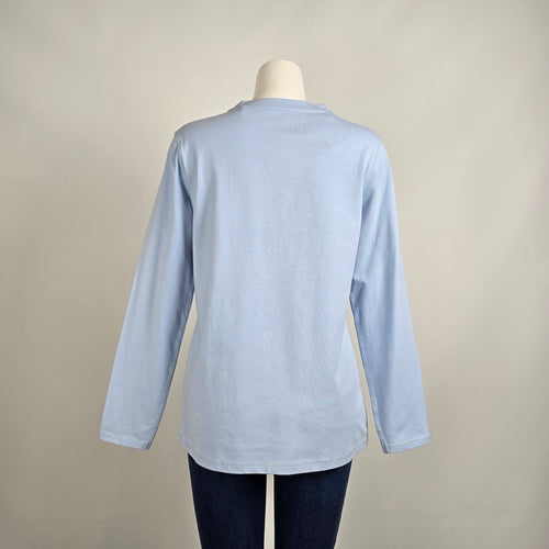 Free Form Blue Cotton Cut-out Long Sleeve Top Size L