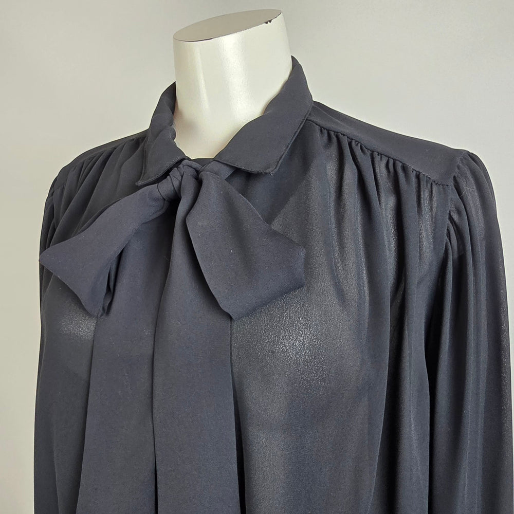 Vintage Tops 'n Trends Black Neck Tie Blouse Size 14