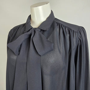 Vintage Tops 'n Trends Black Neck Tie Blouse Size 14