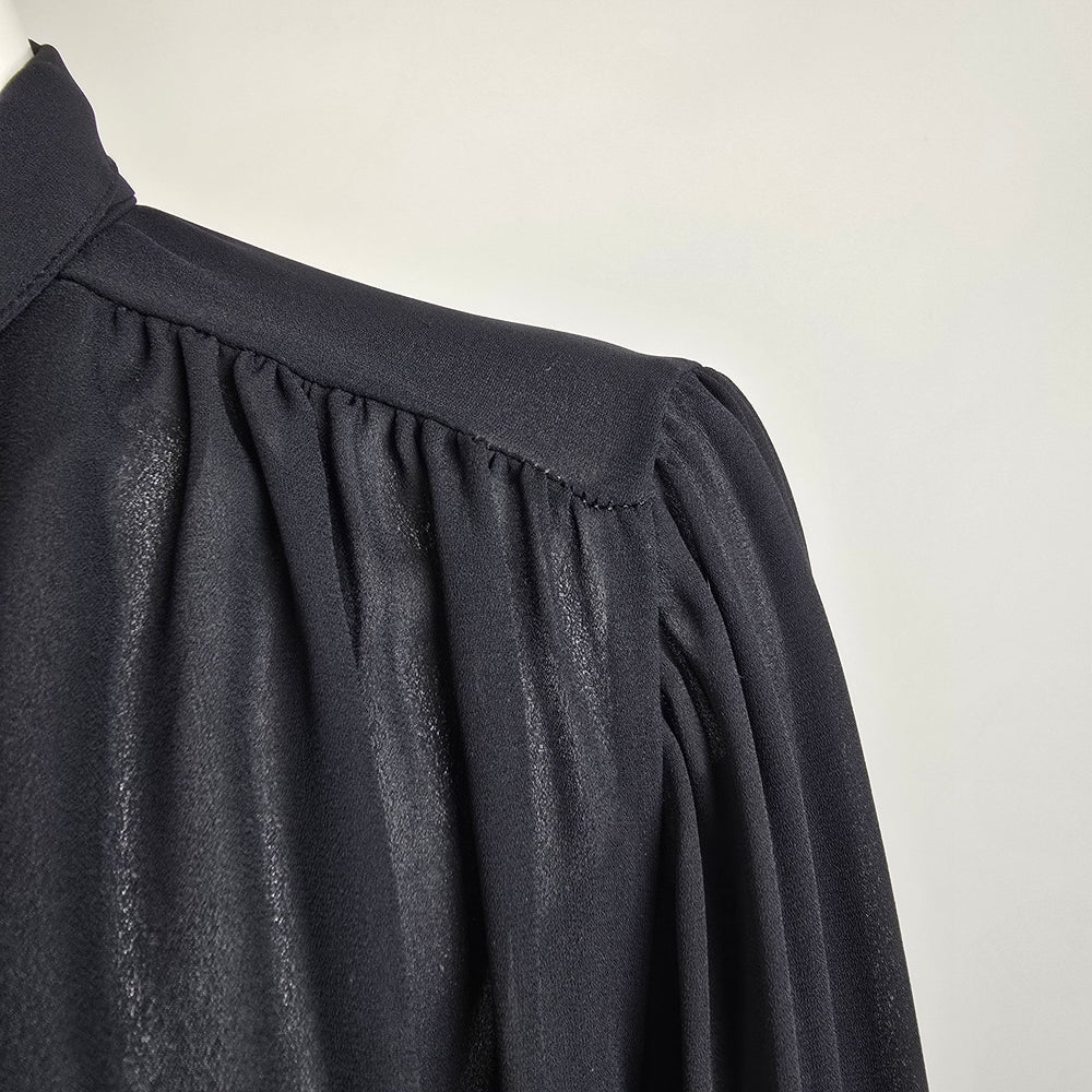 Vintage Tops 'n Trends Black Neck Tie Blouse Size 14