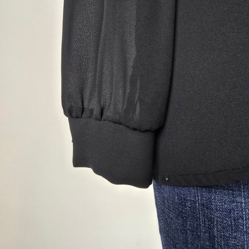 Vintage Tops 'n Trends Black Neck Tie Blouse Size 14