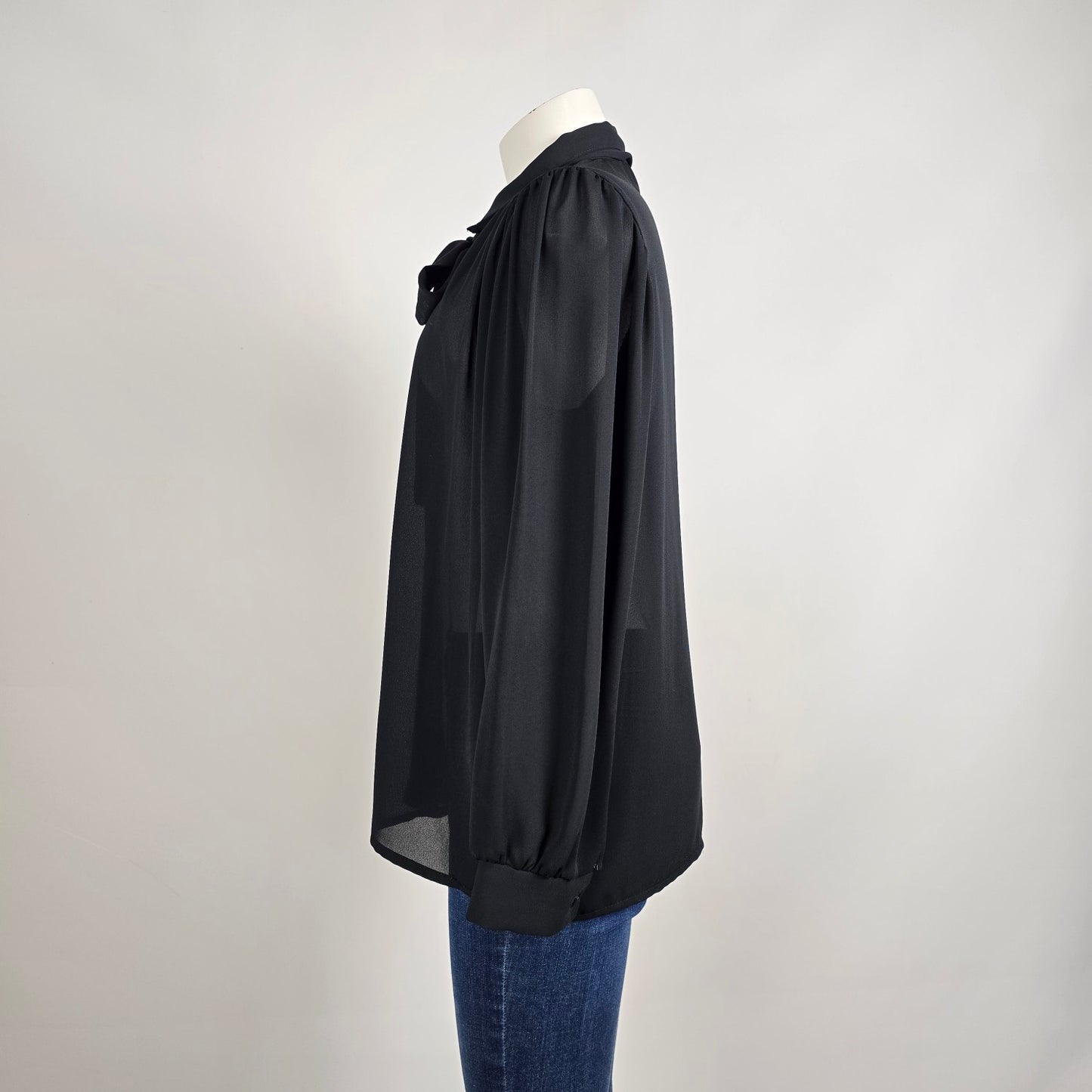 Vintage Tops 'n Trends Black Neck Tie Blouse Size 14