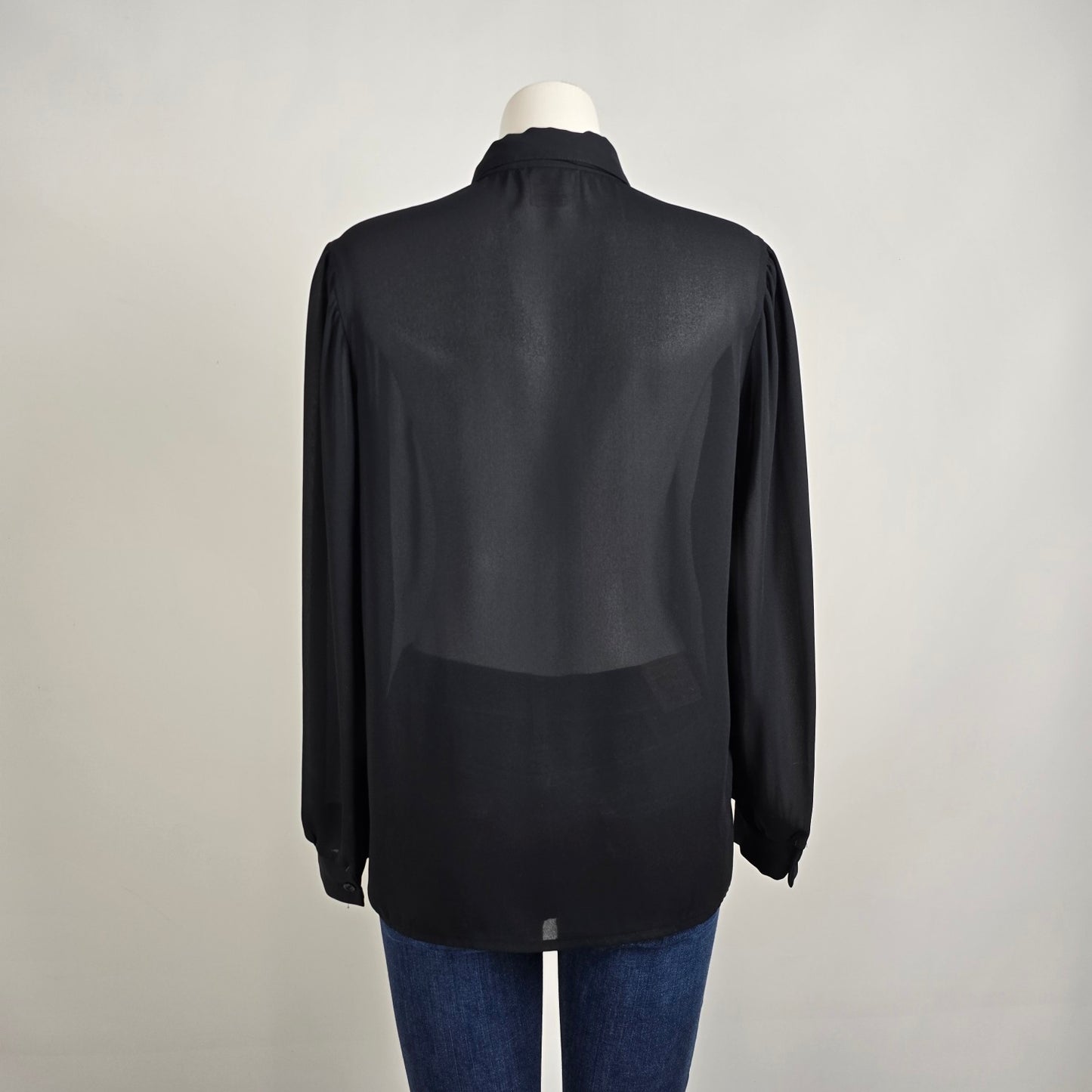Vintage Tops 'n Trends Black Neck Tie Blouse Size 14