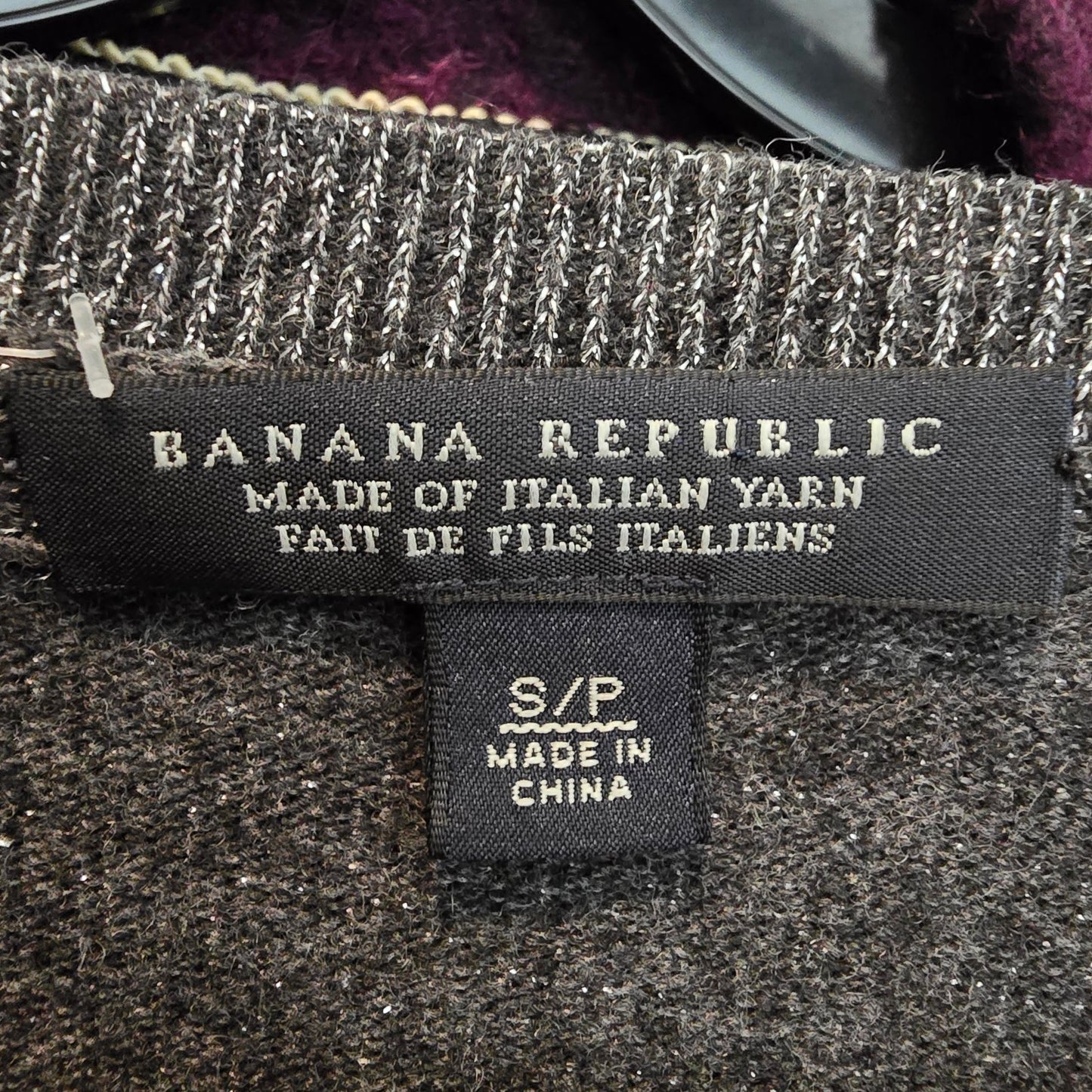 Banana Republic Silver Italian Yarn Wool Knit Sweater Size S