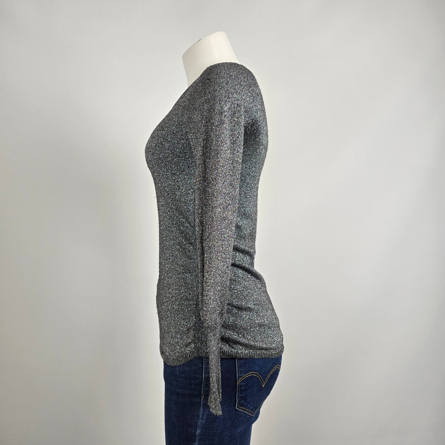 Banana Republic Silver Italian Yarn Wool Knit Sweater Size S