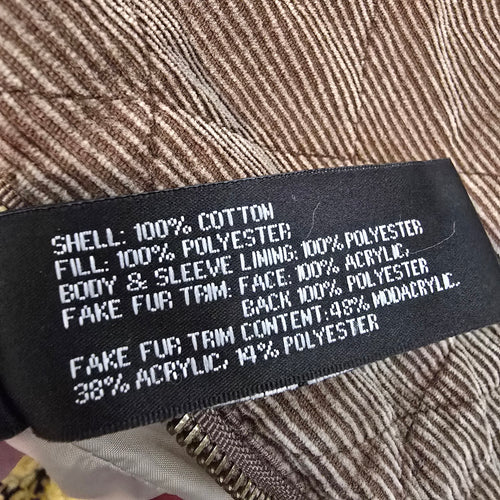 Giacca Brown Cotton Corduroy Zip Up Jacket Size M
