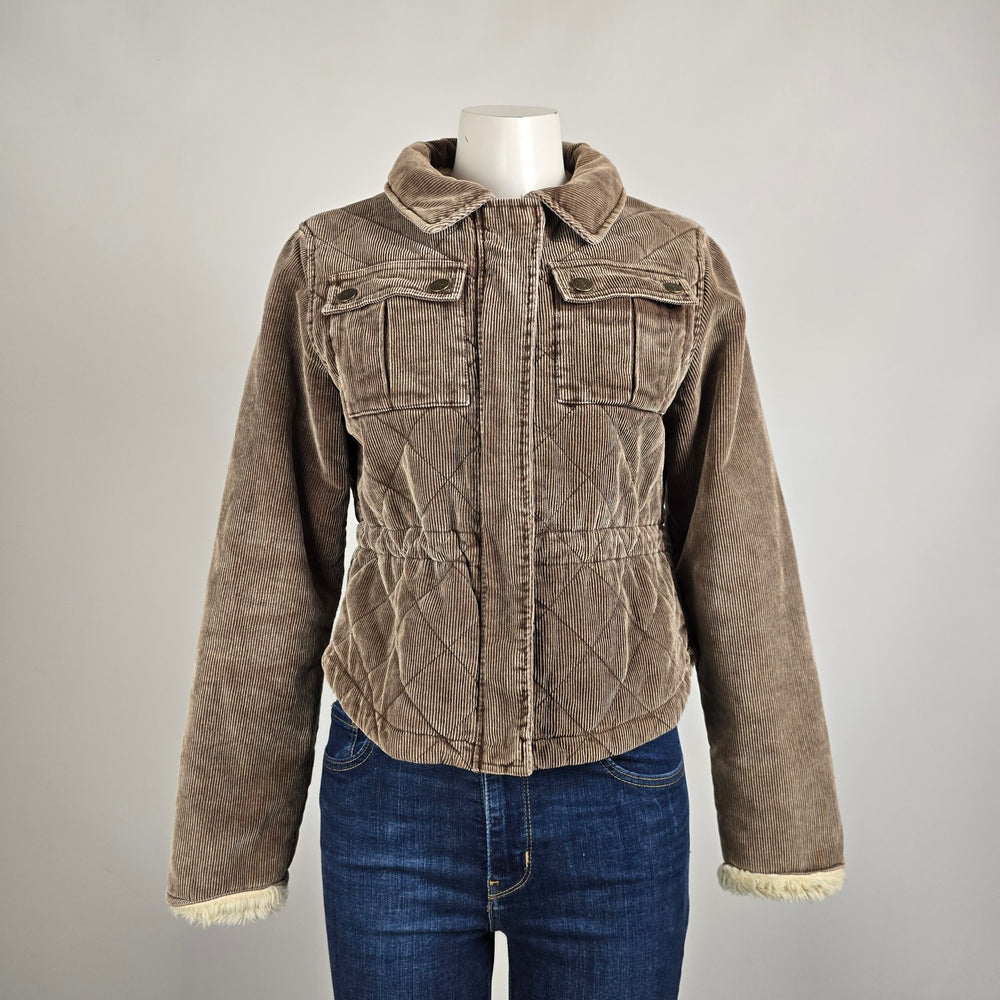 Giacca Brown Cotton Corduroy Zip Up Jacket Size M