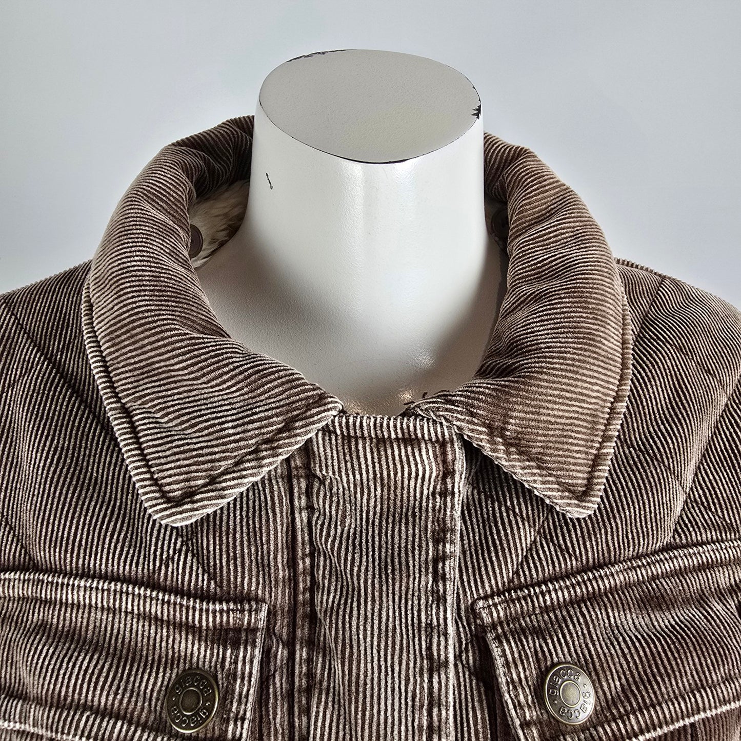 Giacca Brown Cotton Corduroy Zip Up Jacket Size M