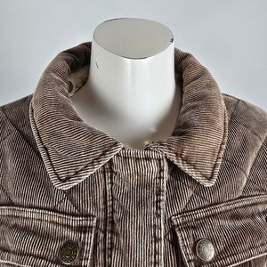 Giacca Brown Cotton Corduroy Zip Up Jacket Size M