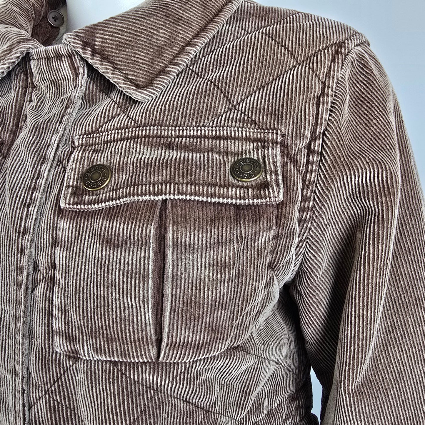 Giacca Brown Cotton Corduroy Zip Up Jacket Size M