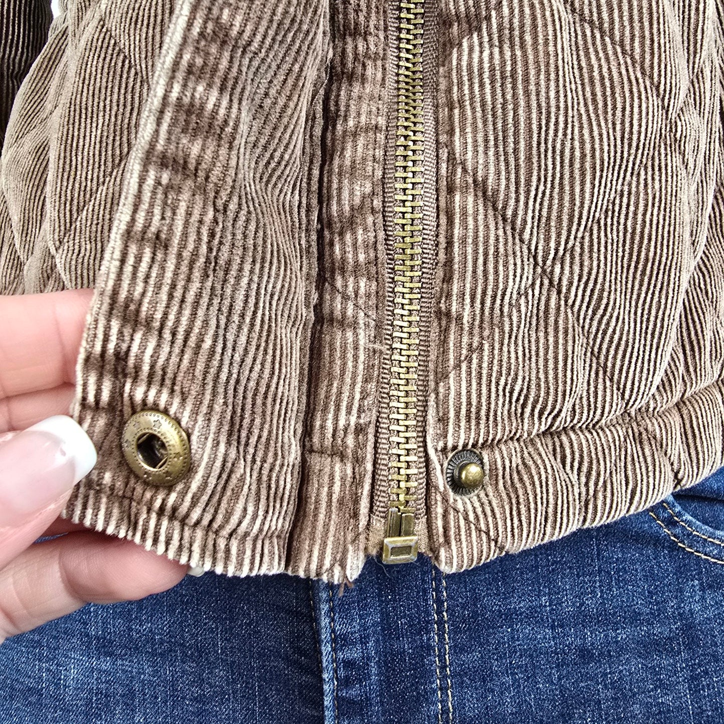 Giacca Brown Cotton Corduroy Zip Up Jacket Size M